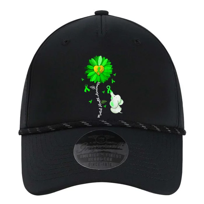 Mental Health Awareness Sunflower Green Ribbon Elephant Performance The Dyno Cap