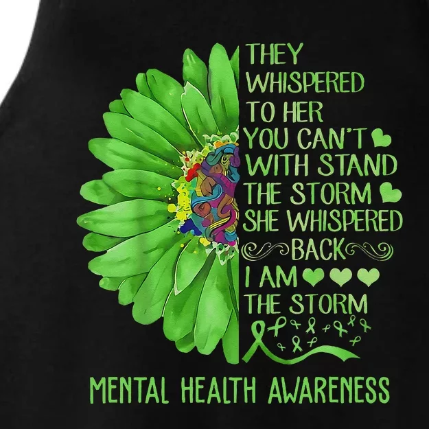 Mental Health Awareness Matters Sunflower I Am The Storm Ladies Tri-Blend Wicking Tank