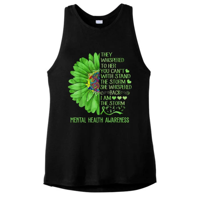 Mental Health Awareness Matters Sunflower I Am The Storm Ladies Tri-Blend Wicking Tank