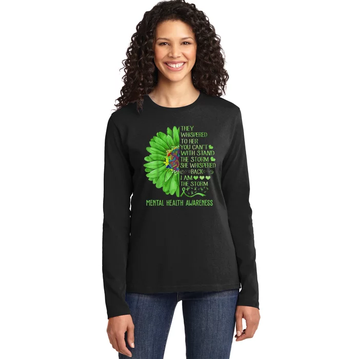 Mental Health Awareness Matters Sunflower I Am The Storm Ladies Long Sleeve Shirt