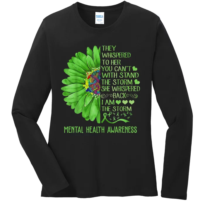 Mental Health Awareness Matters Sunflower I Am The Storm Ladies Long Sleeve Shirt