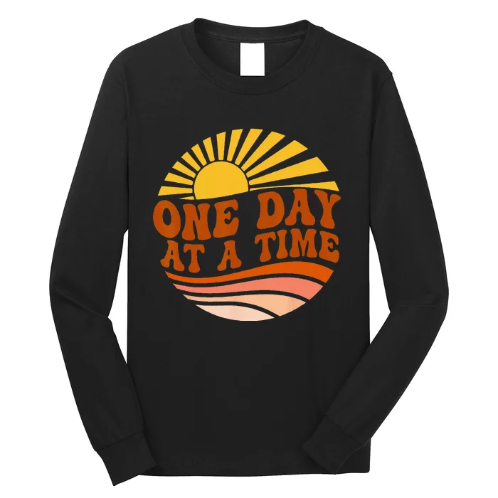 Mental Health Awareness One Day At A Time Retro Sunshine Long Sleeve Shirt