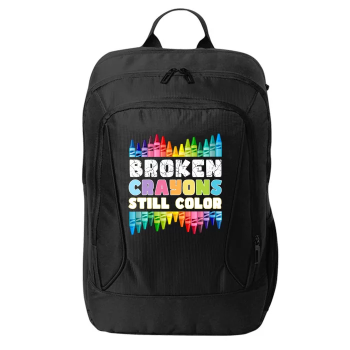 Mental Health Awareness Supporter Broken Crayons Still Color City Backpack