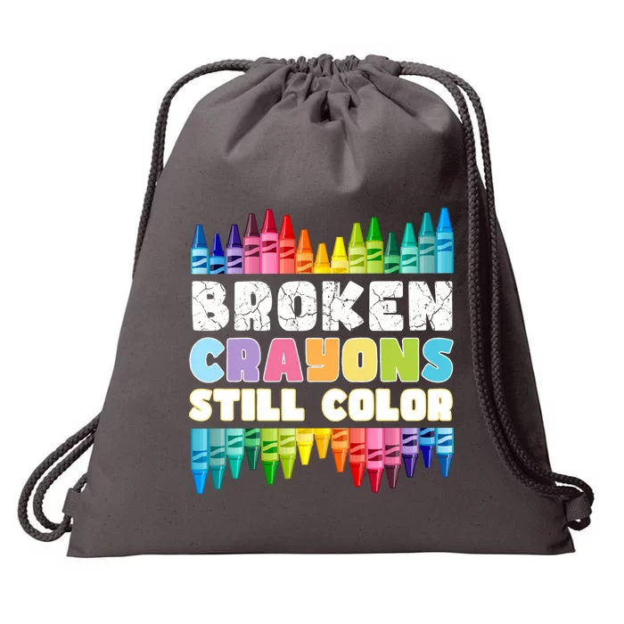 Mental Health Awareness Supporter Broken Crayons Still Color Drawstring Bag