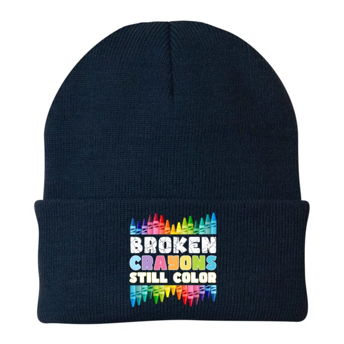 Mental Health Awareness Supporter Broken Crayons Still Color Knit Cap Winter Beanie