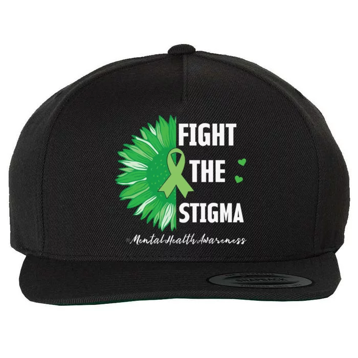 Mental Health Awareness Sunflower Fight The Stigma Wool Snapback Cap