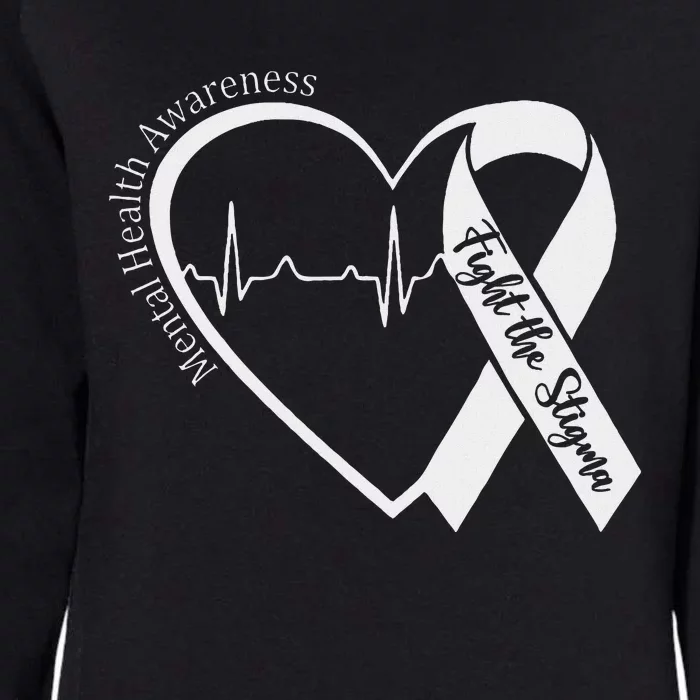 Mental Health Awareness Heart Fight The Stigma Green Ribbon Womens California Wash Sweatshirt