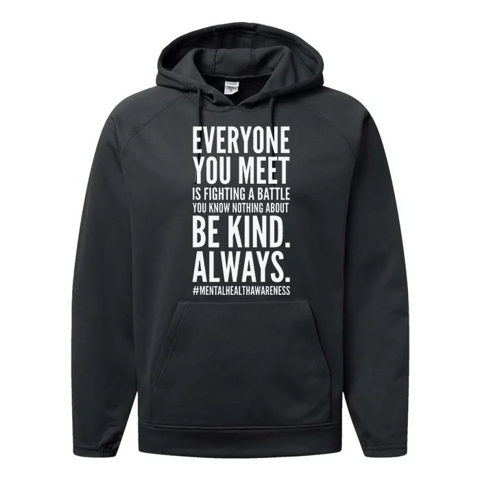 Mental Health Awareness Month End The Stigma Positive Quote Performance Fleece Hoodie