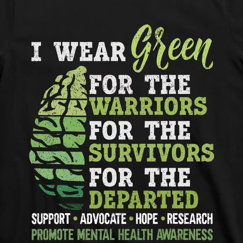 Mental Health Awareness Matters Support I Wear Green Warrior T-Shirt