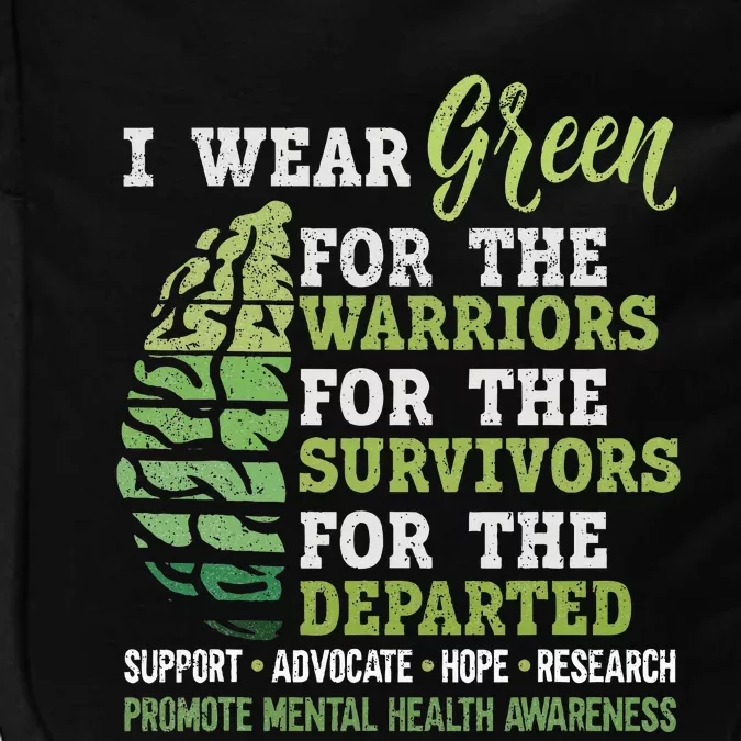 Mental Health Awareness Matters Support I Wear Green Warrior Impact Tech Backpack