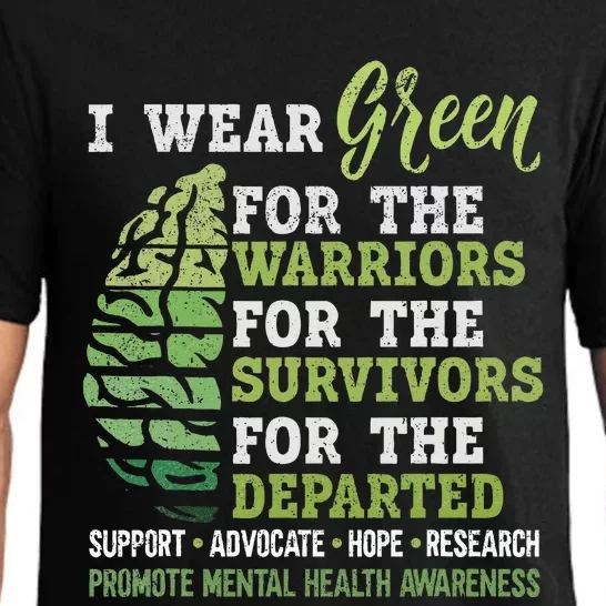 Mental Health Awareness Matters Support I Wear Green Warrior Pajama Set