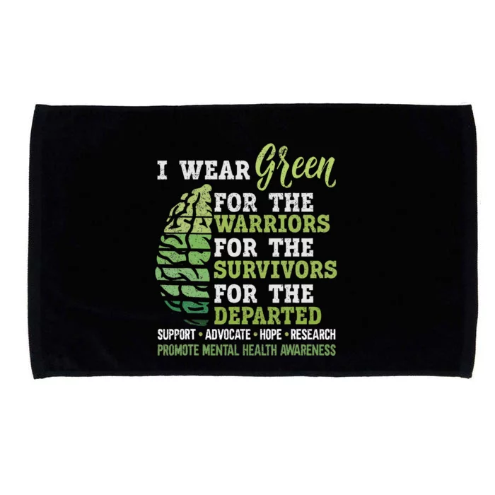 Mental Health Awareness Matters Support I Wear Green Warrior Microfiber Hand Towel