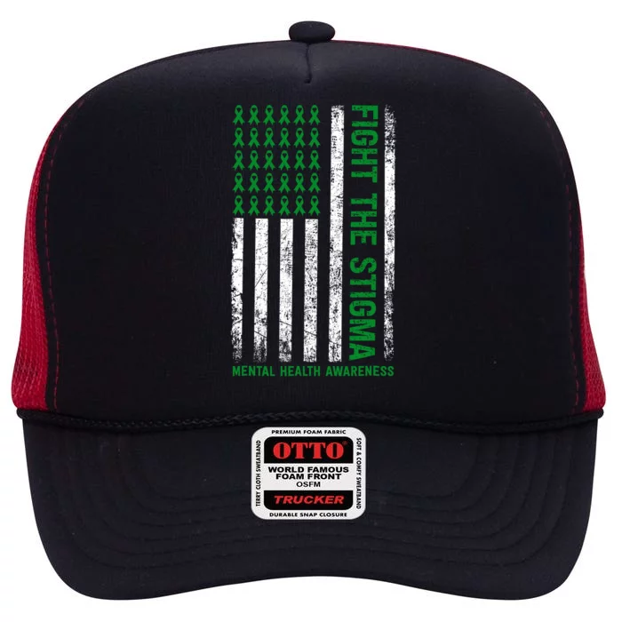 Mental Health Awareness Fight The Stigma Mental Health High Crown Mesh Trucker Hat