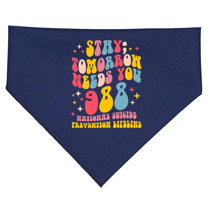 Mental Health Awareness Stay Tomorrow Needs You 988 USA-Made Doggie Bandana