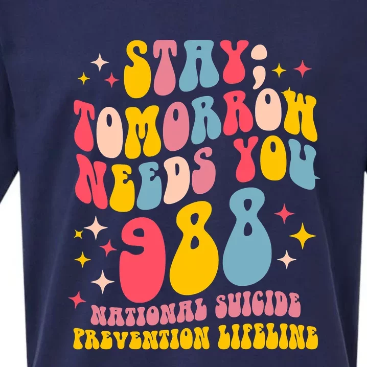 Mental Health Awareness Stay Tomorrow Needs You 988 Sueded Cloud Jersey T-Shirt