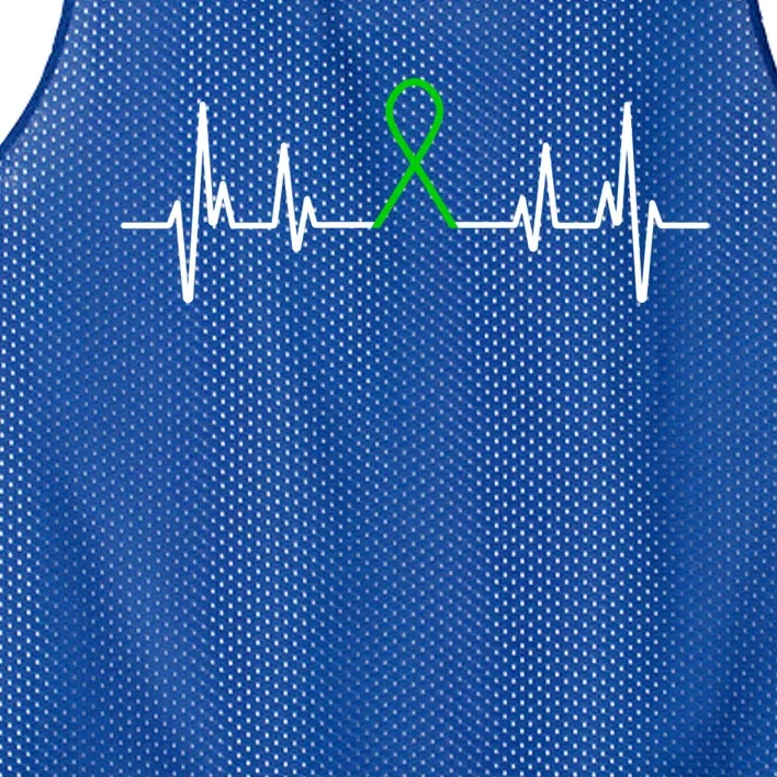 Mental Health Awareness Month Green Ribbon Heartbeat Cool Gift Mesh Reversible Basketball Jersey Tank