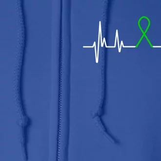 Mental Health Awareness Month Green Ribbon Heartbeat Cool Gift Full Zip Hoodie