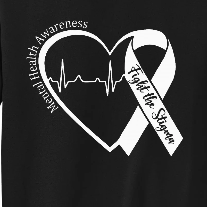 Mental Health Awareness Heart Fight The Stigma Green Ribbon Sweatshirt