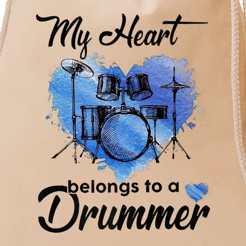 My Heart Belong To A Drummer Drawstring Bag