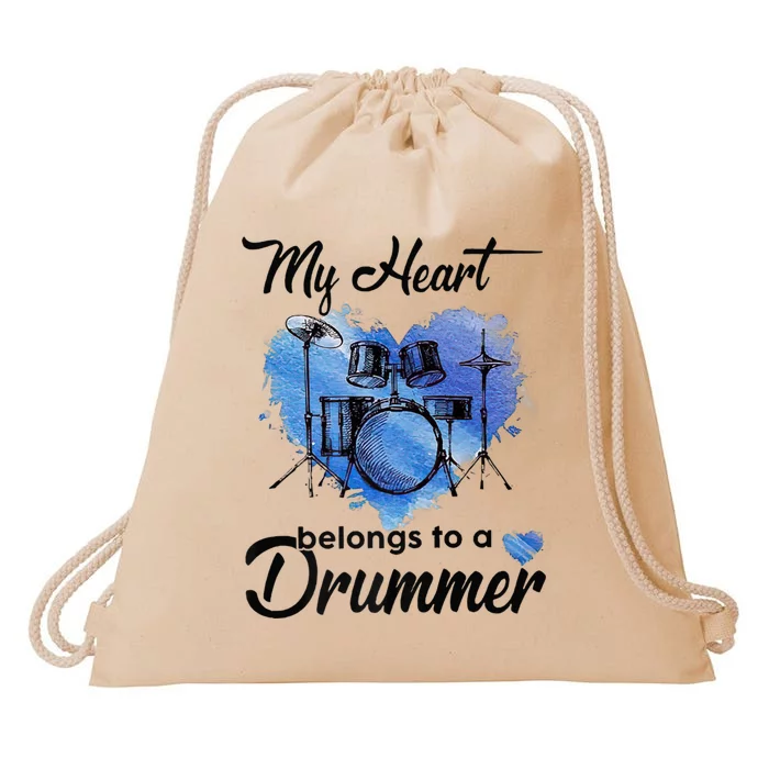 My Heart Belong To A Drummer Drawstring Bag