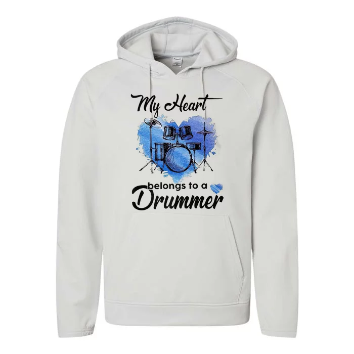 My Heart Belong To A Drummer Performance Fleece Hoodie