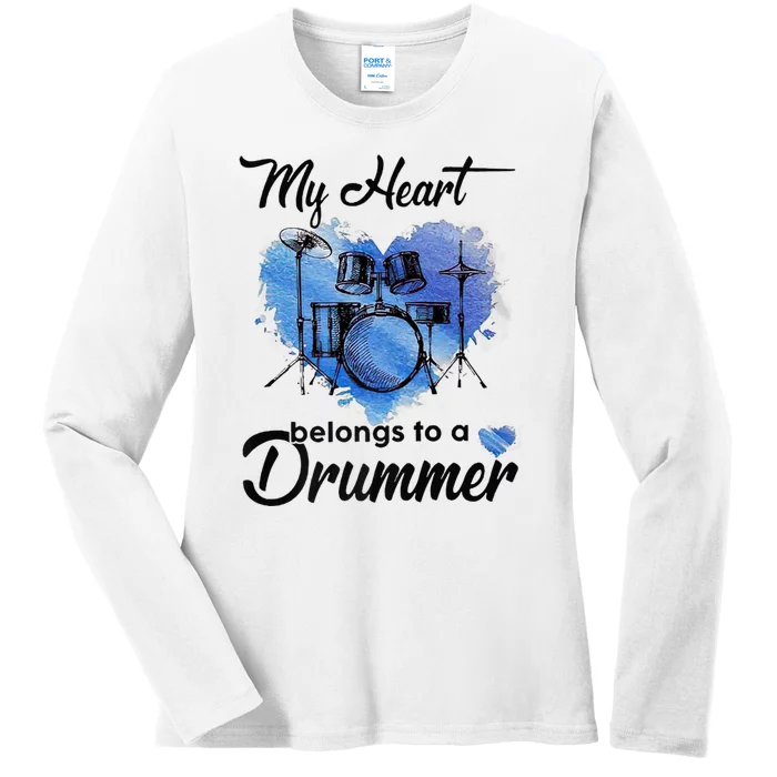 My Heart Belong To A Drummer Ladies Long Sleeve Shirt