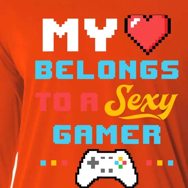 My Heart Belongs To A Sexy Gamer Girlfriend ValentineS Day Cooling Performance Long Sleeve Crew