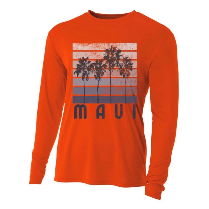 Maui Hawaii Beach Summer Vacation Vintage Gift Cooling Performance Long Sleeve Crew