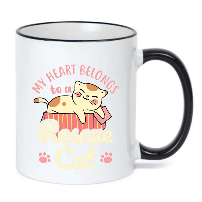 My Heart Belongs To A Rescue Cat Animal Rescuer Adopt Pets Black Color Changing Mug