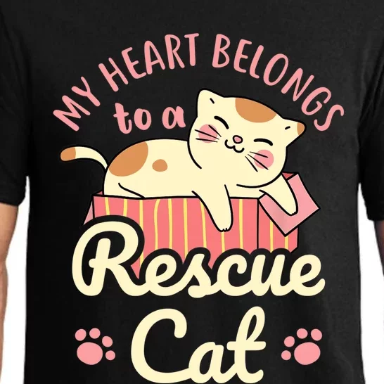 My Heart Belongs To A Rescue Cat Animal Rescuer Adopt Pets Pajama Set