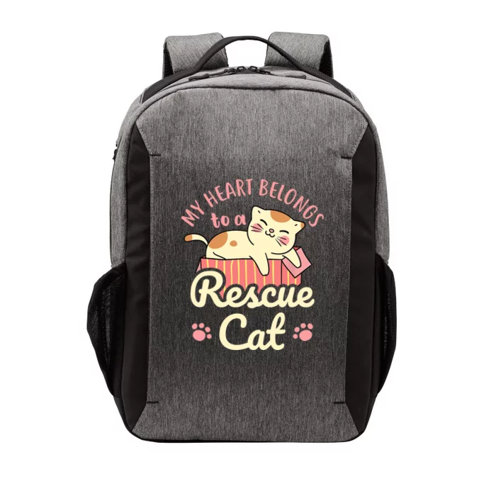 My Heart Belongs To A Rescue Cat Animal Rescuer Adopt Pets Vector Backpack