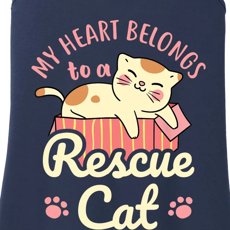 My Heart Belongs To A Rescue Cat Animal Rescuer Adopt Pets Ladies Essential Tank