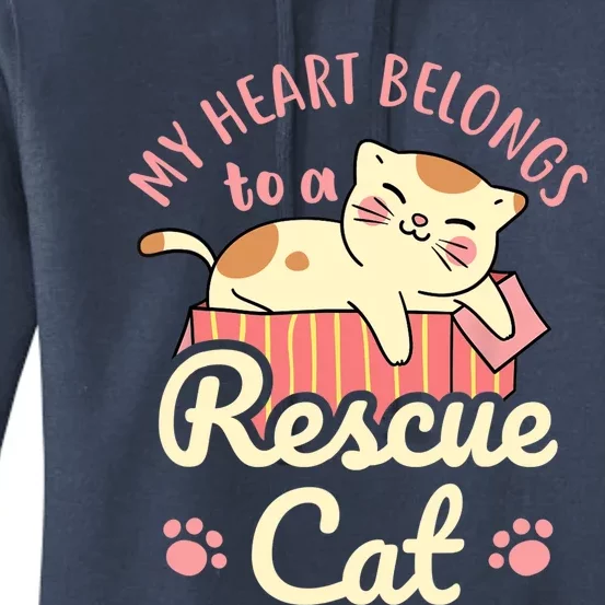 My Heart Belongs To A Rescue Cat Animal Rescuer Adopt Pets Women's Pullover Hoodie