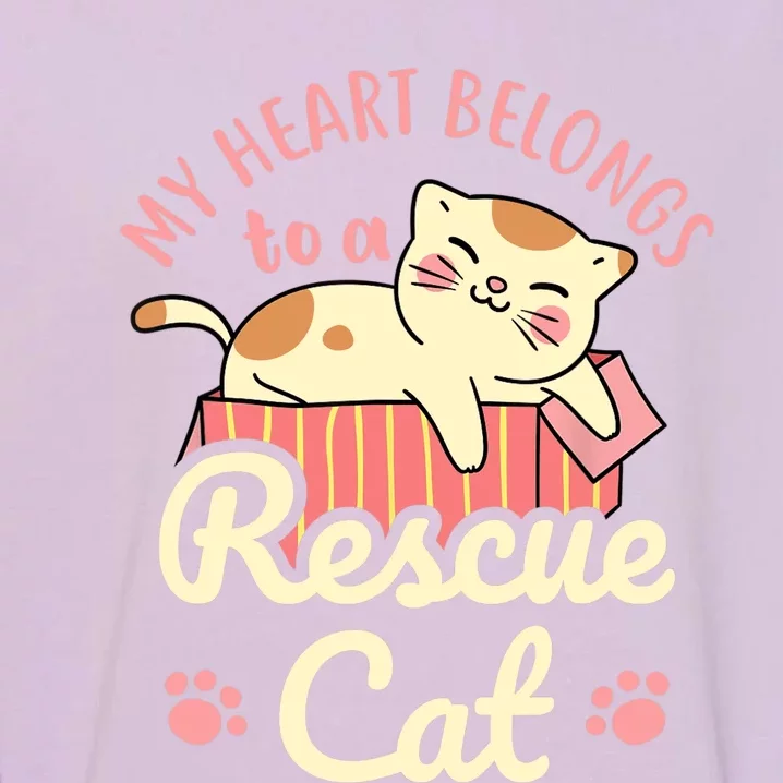 My Heart Belongs To A Rescue Cat Animal Rescuer Adopt Pets Garment-Dyed Sweatshirt