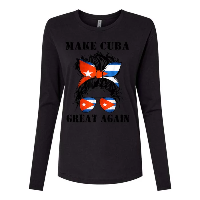 Messy Hair Bun Sos Cuba Flag Make Cuba Great Again Meaningful Gift Womens Cotton Relaxed Long Sleeve T-Shirt