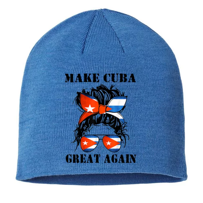 Messy Hair Bun Sos Cuba Flag Make Cuba Great Again Meaningful Gift 8 1/2in Sustainable Knit Beanie