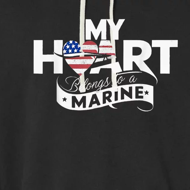 My Heart Belongs To A Marine Garment-Dyed Fleece Hoodie