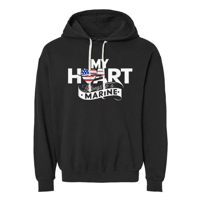 My Heart Belongs To A Marine Garment-Dyed Fleece Hoodie