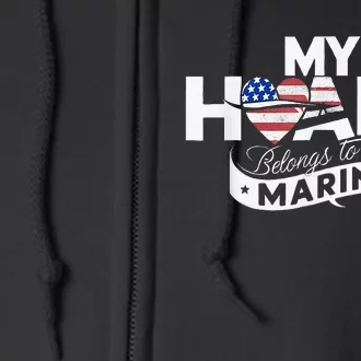 My Heart Belongs To A Marine Full Zip Hoodie