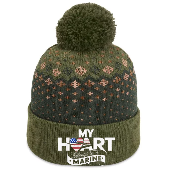 My Heart Belongs To A Marine The Baniff Cuffed Pom Beanie