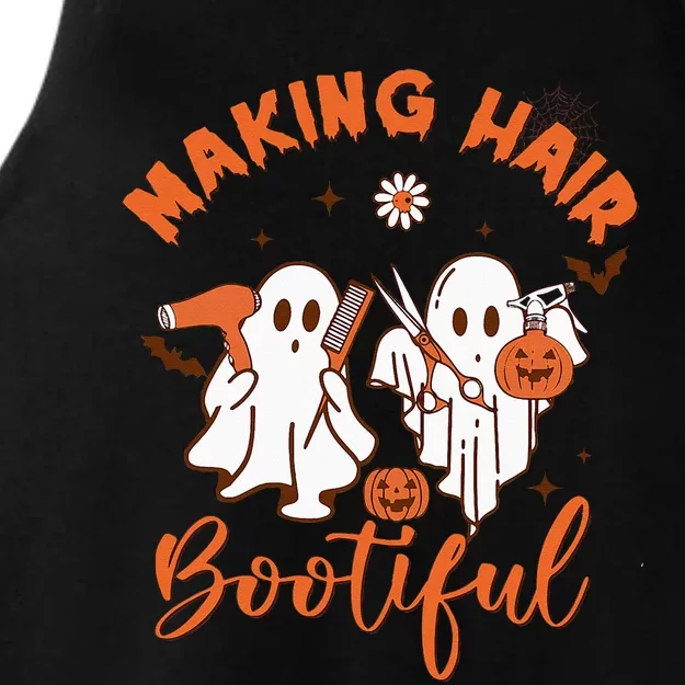 Making Hair Bootiful Funny Scary Ghost Hairdresser Halloween Ladies Tri-Blend Wicking Tank