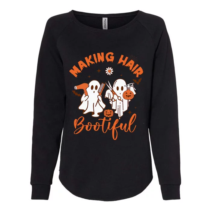 Making Hair Bootiful Funny Scary Ghost Hairdresser Halloween Womens California Wash Sweatshirt