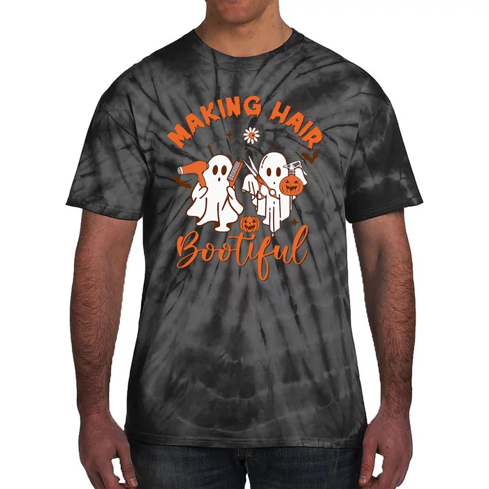 Making Hair Bootiful Funny Scary Ghost Hairdresser Halloween Tie-Dye T-Shirt