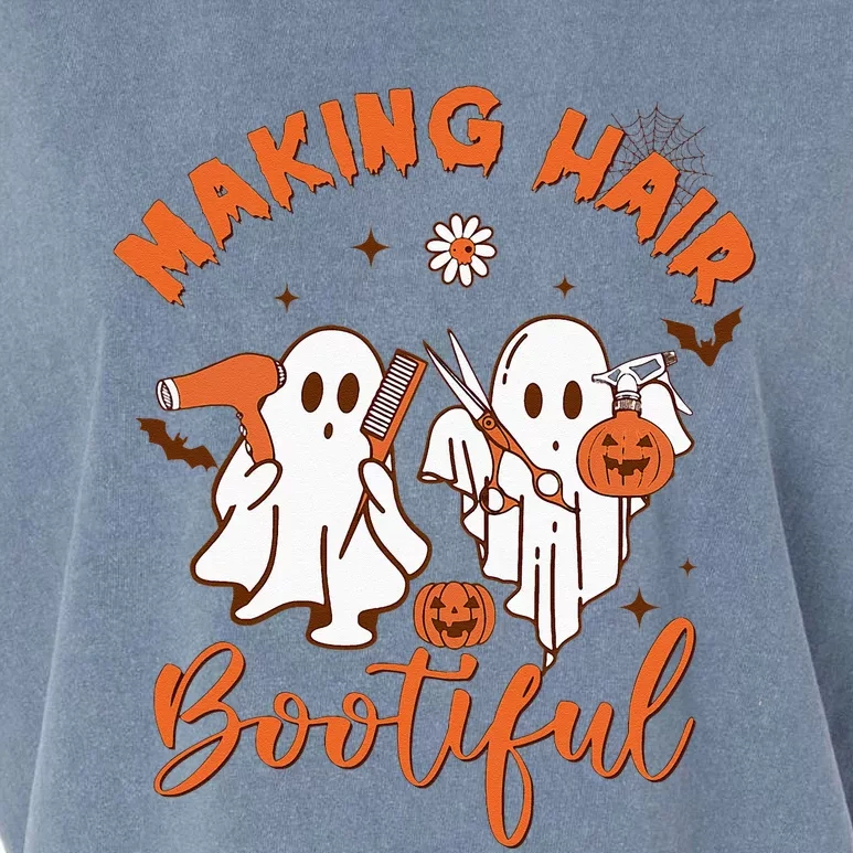 Making Hair Bootiful Funny Scary Ghost Hairdresser Halloween Garment-Dyed Women's Muscle Tee