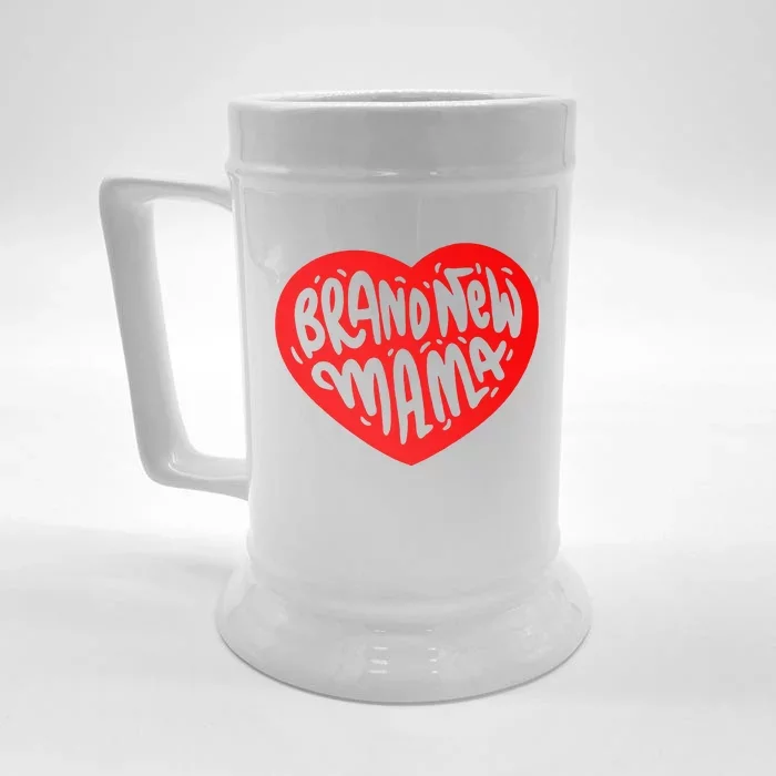 Mom Heart Brand New Mama Front & Back Beer Stein