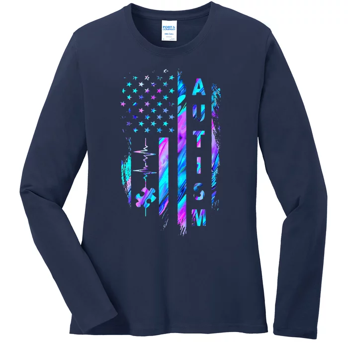 My Heart Beats For Special Ed Autism Ladies Long Sleeve Shirt