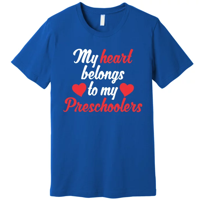 My Heart Belongs To Valentines Day Preschool Teacher Funny Gift Premium T-Shirt