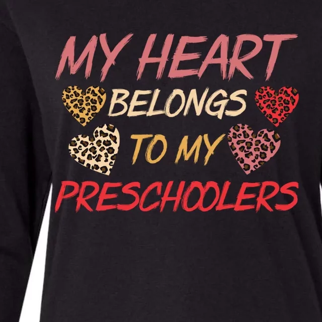 My Heart Belongs To Valentines Day Preschool Teacher Gift Womens Cotton Relaxed Long Sleeve T-Shirt