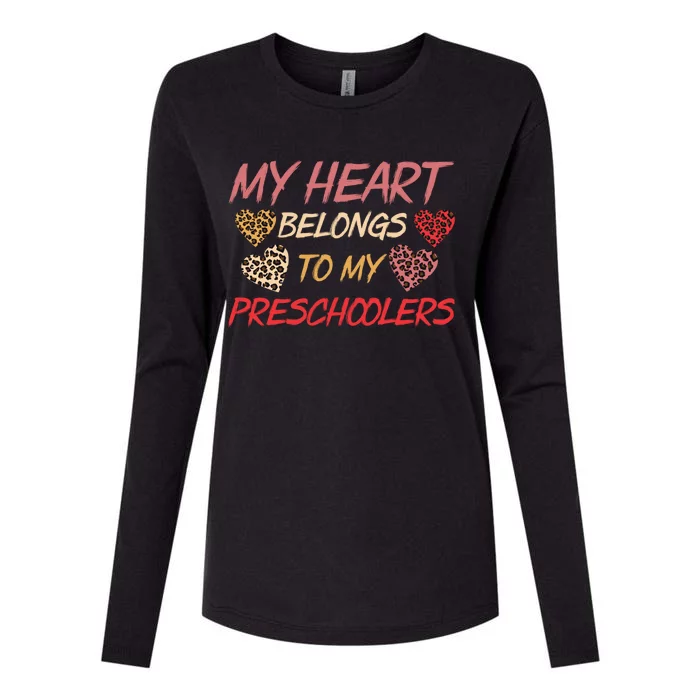 My Heart Belongs To Valentines Day Preschool Teacher Gift Womens Cotton Relaxed Long Sleeve T-Shirt