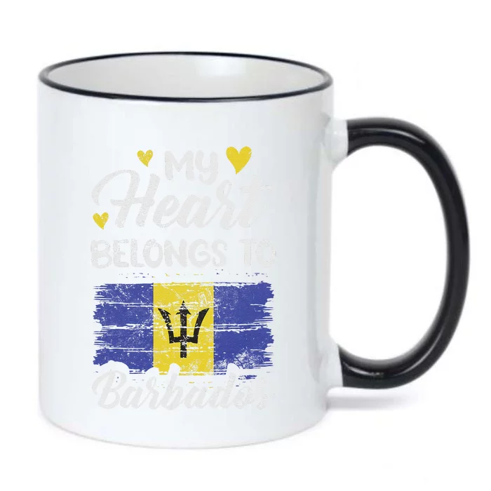 My Heart Belongs To Barbados Bajan Barbadian Flag Grunge Black Color Changing Mug